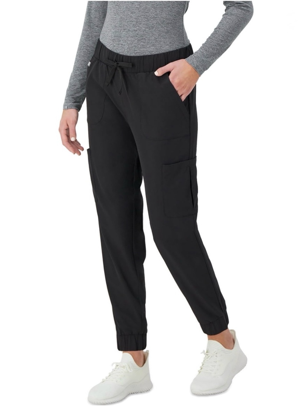 Hanes Womens XL Comfort Fit Scrub Jogger Pants Black Cargo Stretch HSW101 NWT 29